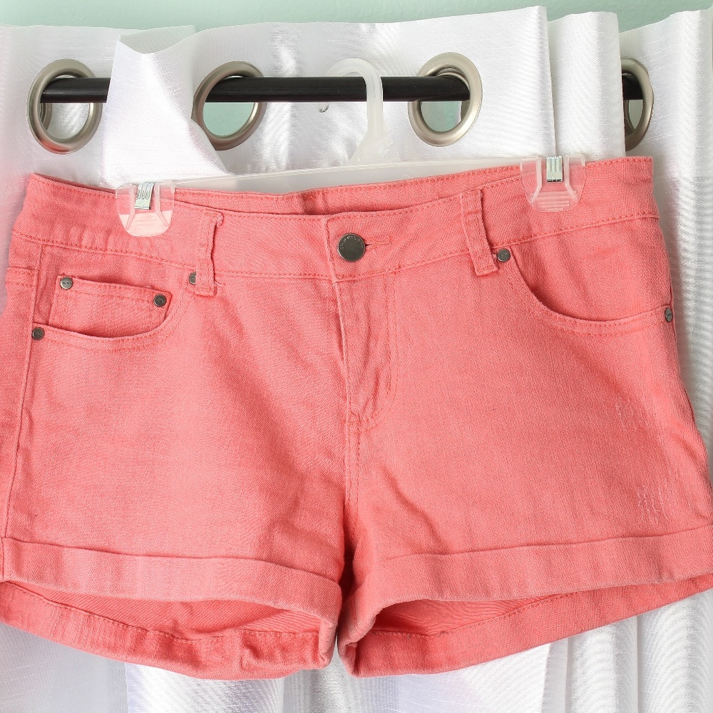 Coral Denim Shorts